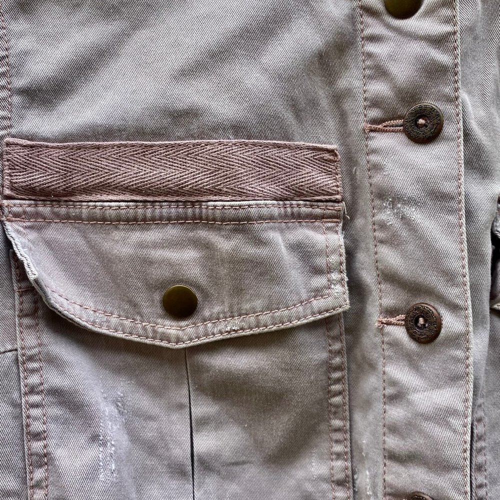 Free People Lou Pink Distressed Military Jacket - Picture 5 of 8